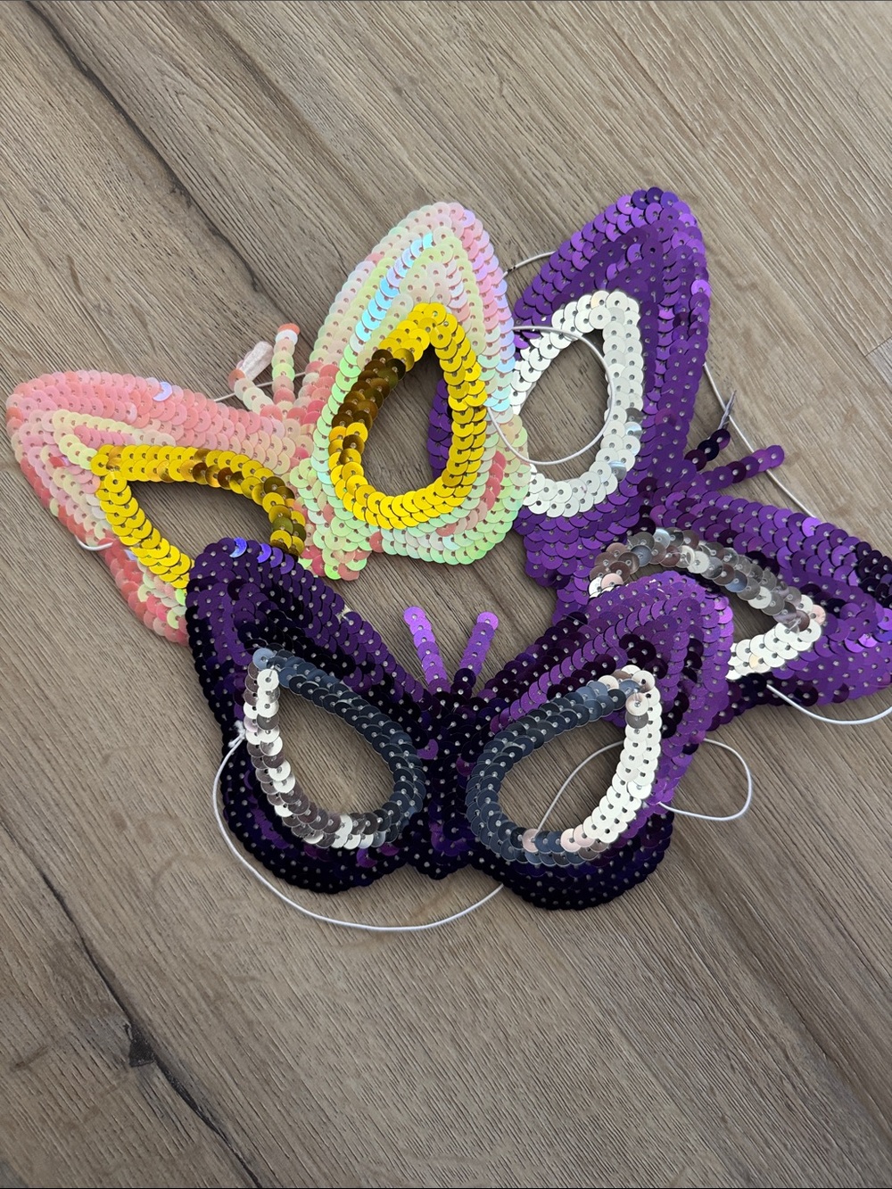 Sequin Butterfly Party Mask - Purple and Yellow - Unbranded